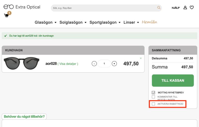 Hur du använder en rabattkod hos Extra Optical