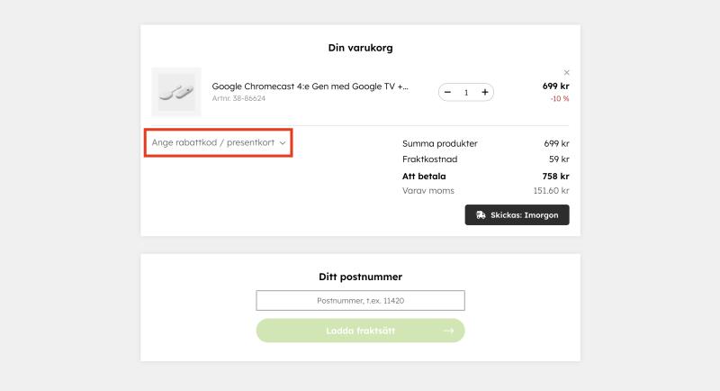 Hur du använder en rabattkod hos Teknikproffset