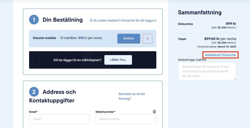 Hur du använder en rabattkod hos Träningsmat