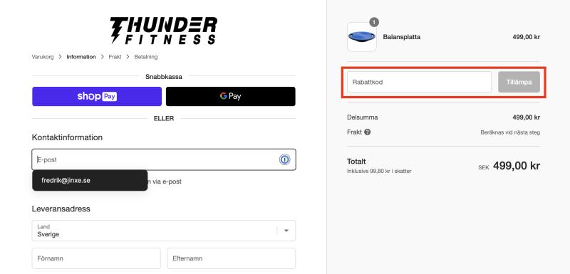 Hur du använder en rabattkod hos Thunder Fitness