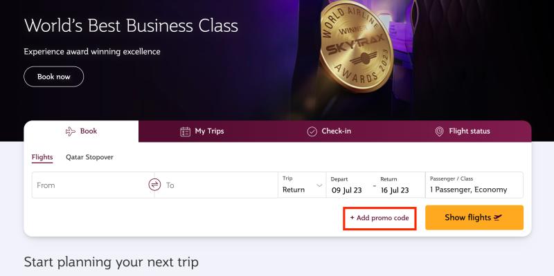 Hur du använder en rabattkod hos Qatar Airways
