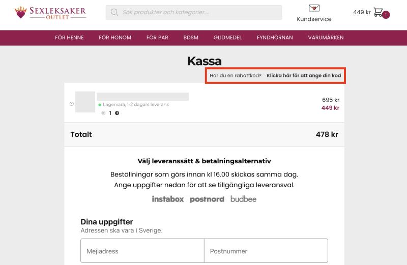 Hur du använder en rabattkod hos SexleksakerOutlet
