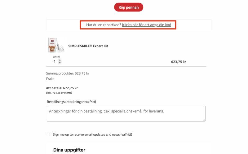 Hur du använder en rabattkod hos SimpleSmile