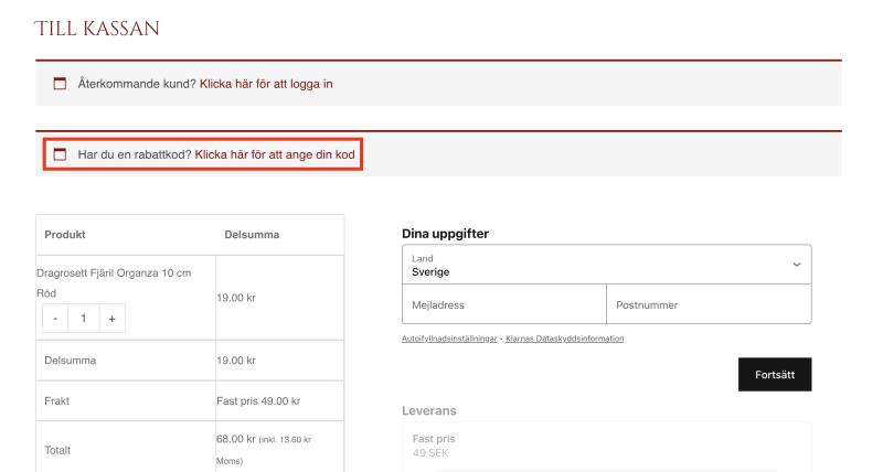 Hur du använder en rabattkod hos Rosettbutiken