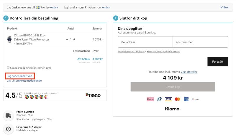Hur du använder en rabattkod hos Reaklockor