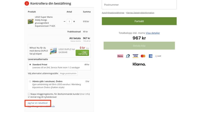 Hur du använder en rabattkod hos Ebrix