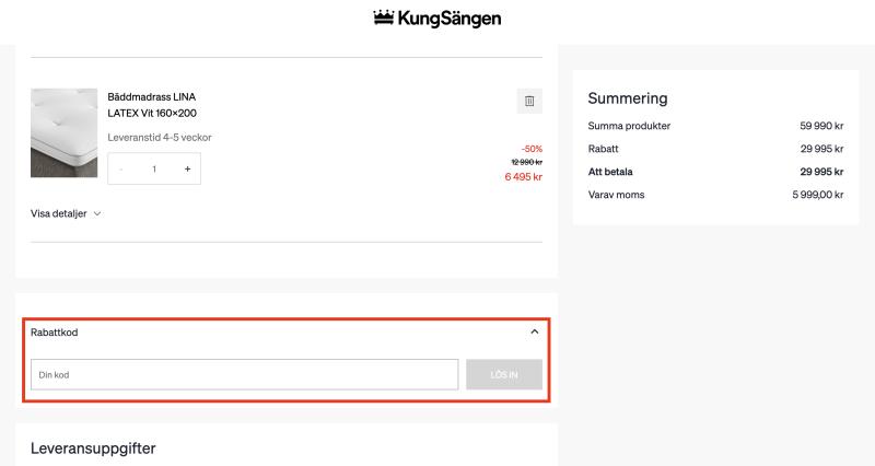 Hur du använder en rabattkod hos KungSängen