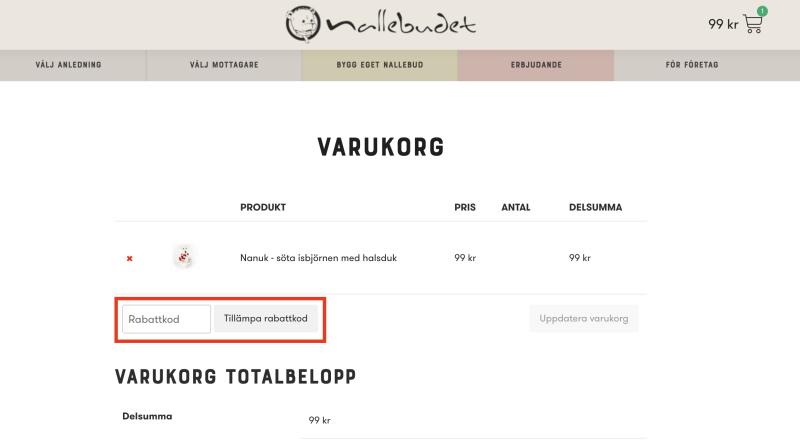 Hur du använder en rabattkod hos Nallebudet