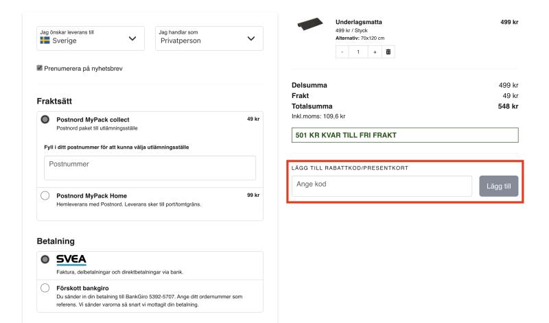 Hur du använder en rabattkod hos Sporttema