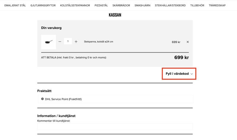 Hur du använder en rabattkod hos Kockums Jernverk
