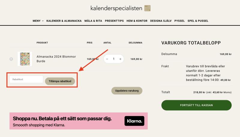 Hur du använder en rabattkod hos Kalenderspecialisten