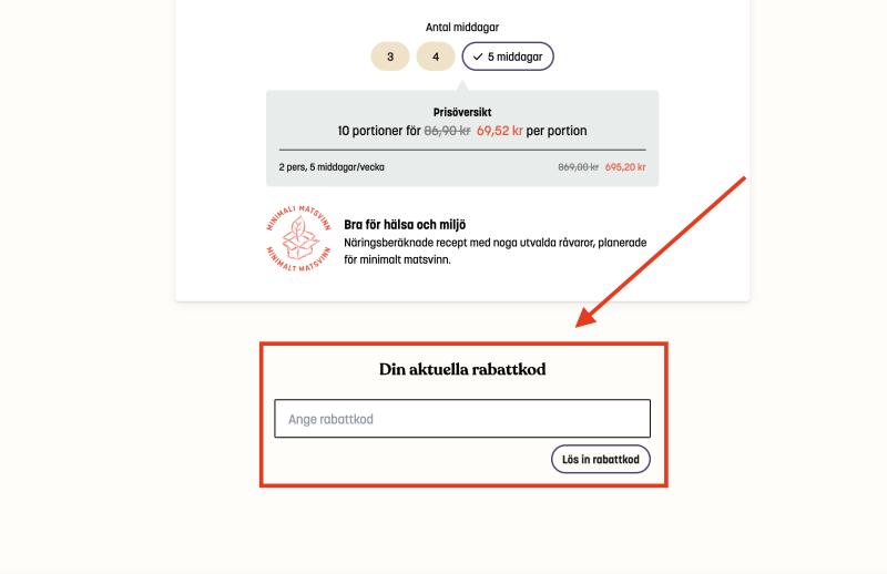 Hur du använder en rabattkod hos Linas Matkasse