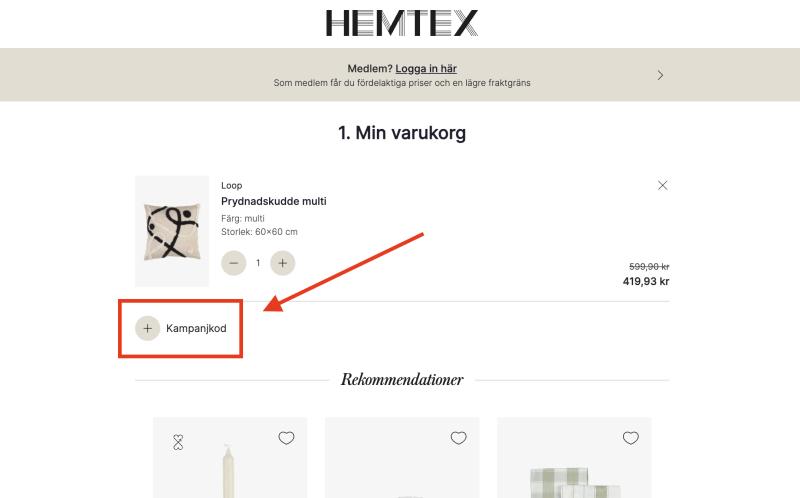 Hur du använder en rabattkod hos Hemtex