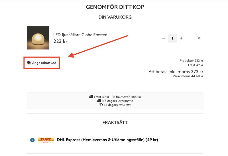 Hur du använder en rabattkod hos Duni