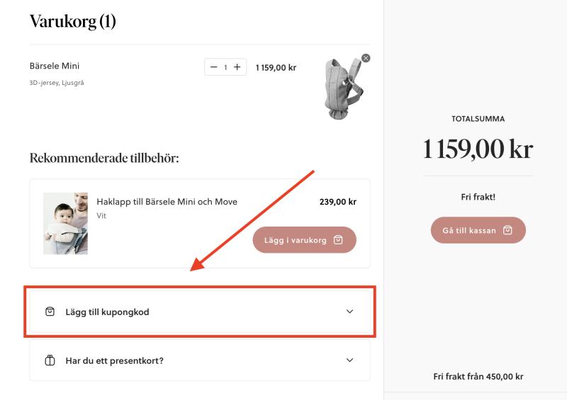 Hur du använder en rabattkod hos BabyBjörn