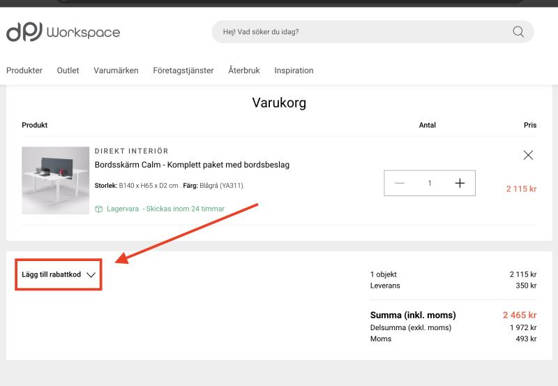 Hur du använder en rabattkod hos DPJ Workspace