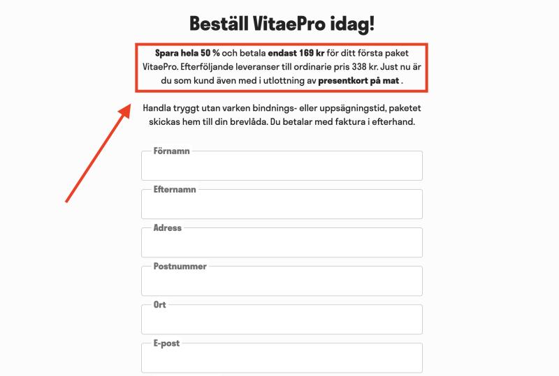 Hur du använder en rabattkod hos VitaePro