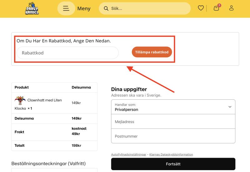 Hur du använder en rabattkod hos Partyhandel