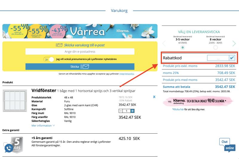 Hur du använder en rabattkod hos Lyxfönster