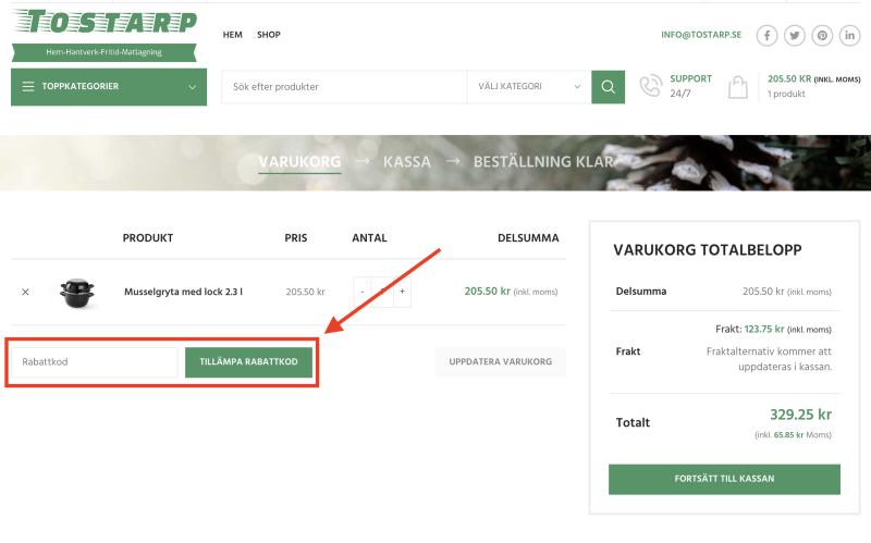 Hur du använder en rabattkod hos Tostarp