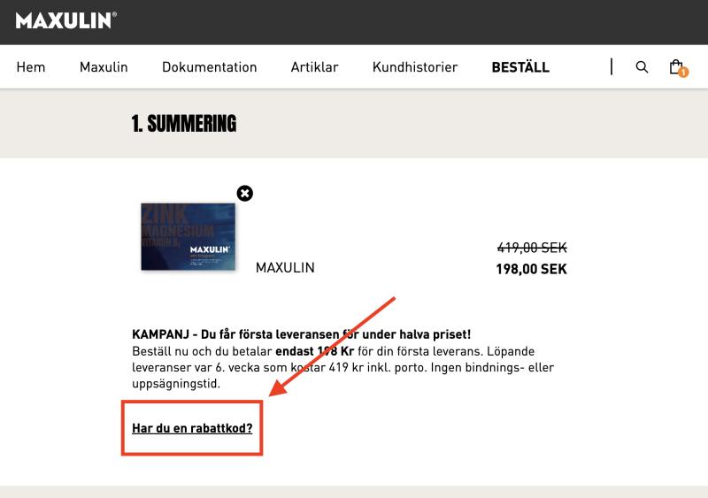 Hur du använder en rabattkod hos Maxulin