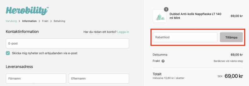 Hur du använder en rabattkod hos Herobility
