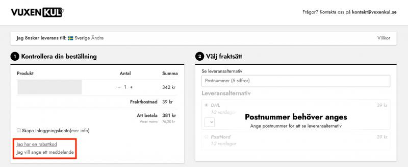 Hur du använder en rabattkod hos Vuxenkul