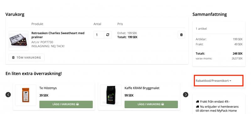 Hur du använder en rabattkod hos Chokladbudet