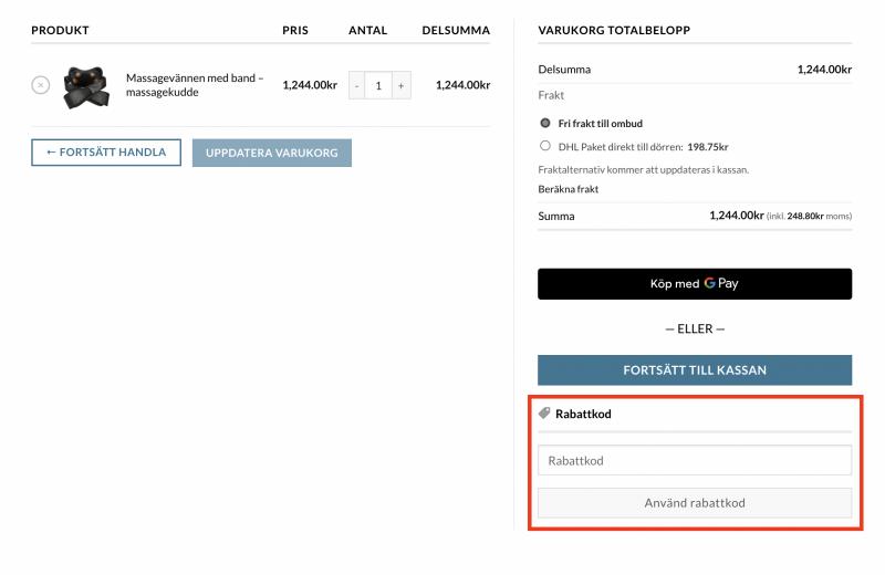 Hur du använder en rabattkod hos TrendRehab
