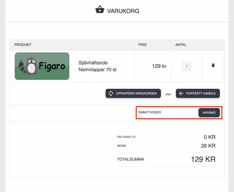 Hur du använder en rabattkod hos Namly Design