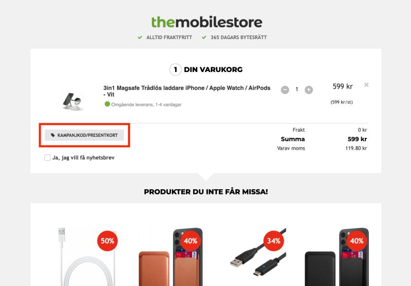 Hur du använder en rabattkod hos TheMobileStore