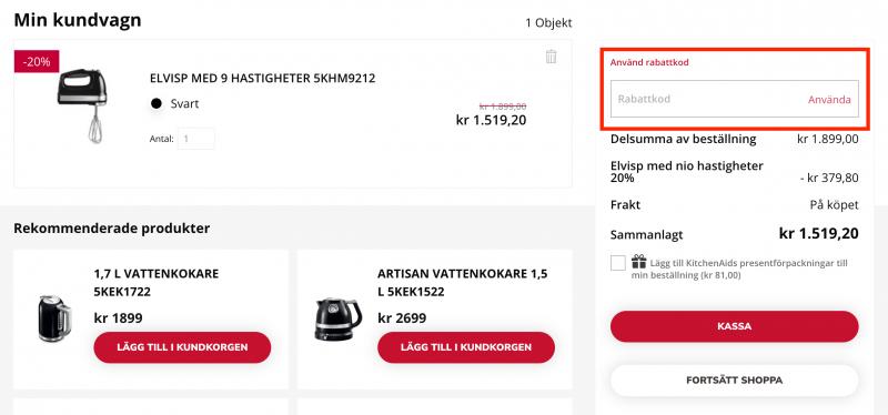 Hur du använder en rabattkod hos KitchenAid