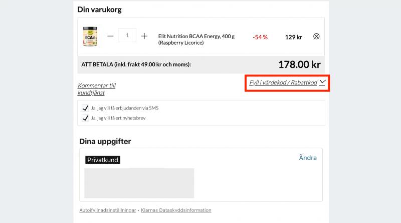 Hur du använder en rabattkod hos Tillskottsbolaget