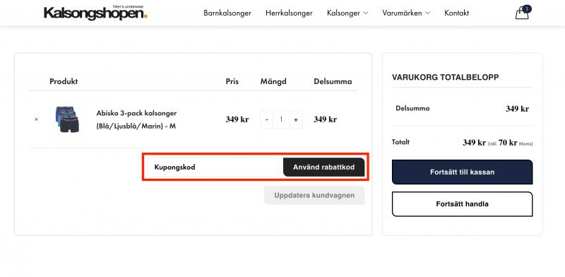 Hur du använder en rabattkod hos Kalsongshopen